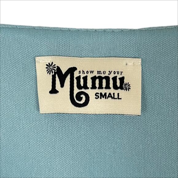 Show Me Your Mumu Kylie Lace Up Mini Dress in Poolside Chiffon Size Small - Picture 6 of 7